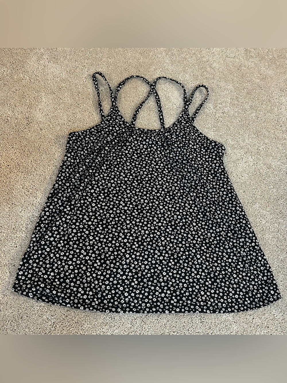 Black and white flowered tank